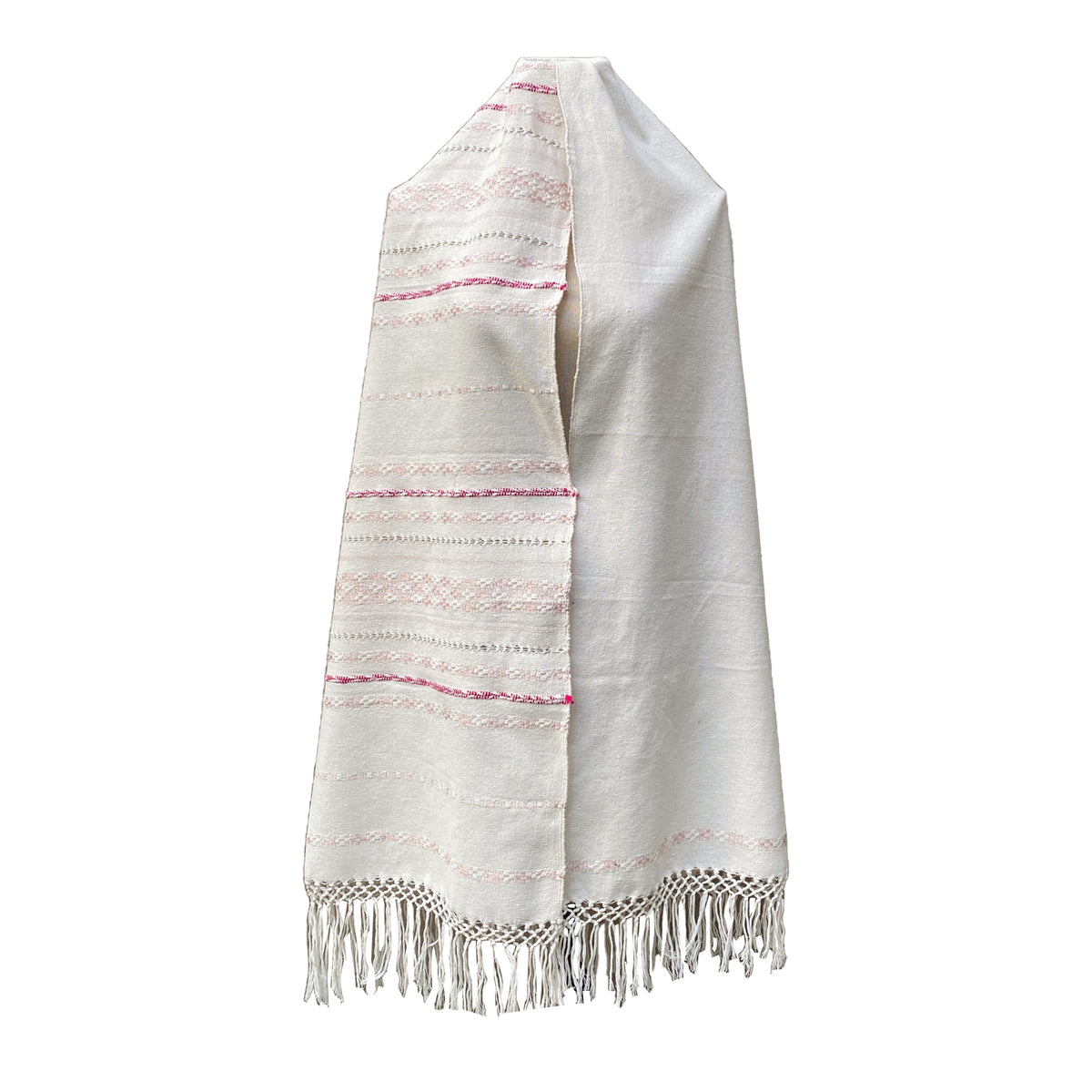Rebozo Fino Artesanal Mexicano, Blanco con diferentes colores bordados. Hechos en Telar