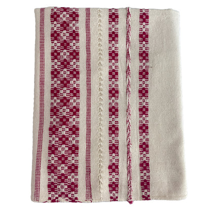 Rebozo Fino Artesanal Mexicano, Blanco con diferentes colores bordados. Hechos en Telar