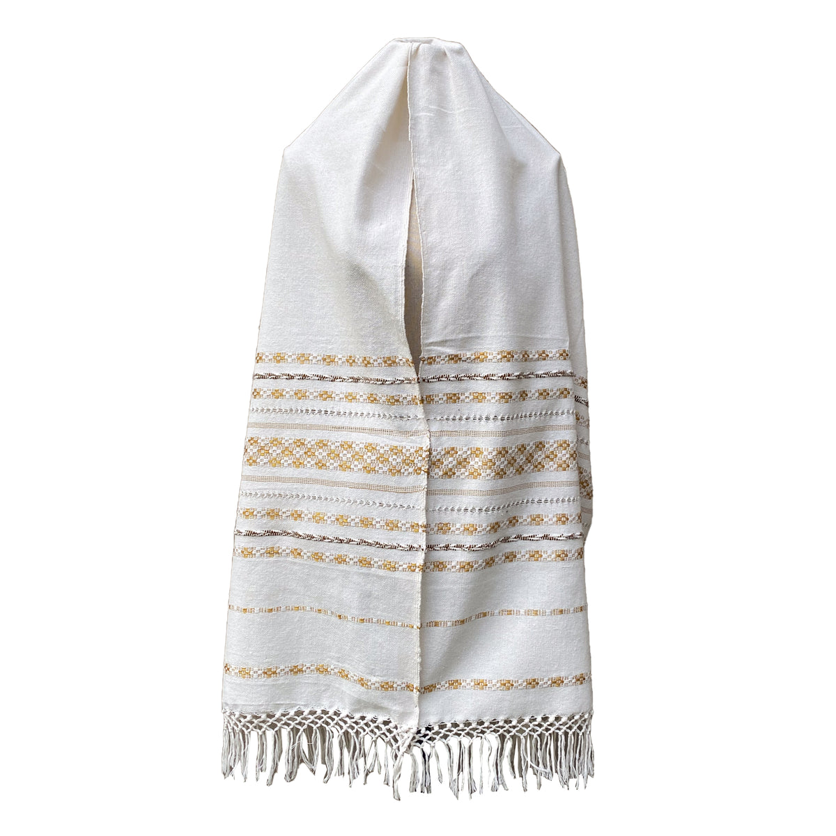 Rebozo Fino Artesanal Mexicano, Blanco con diferentes colores bordados. Hechos en Telar