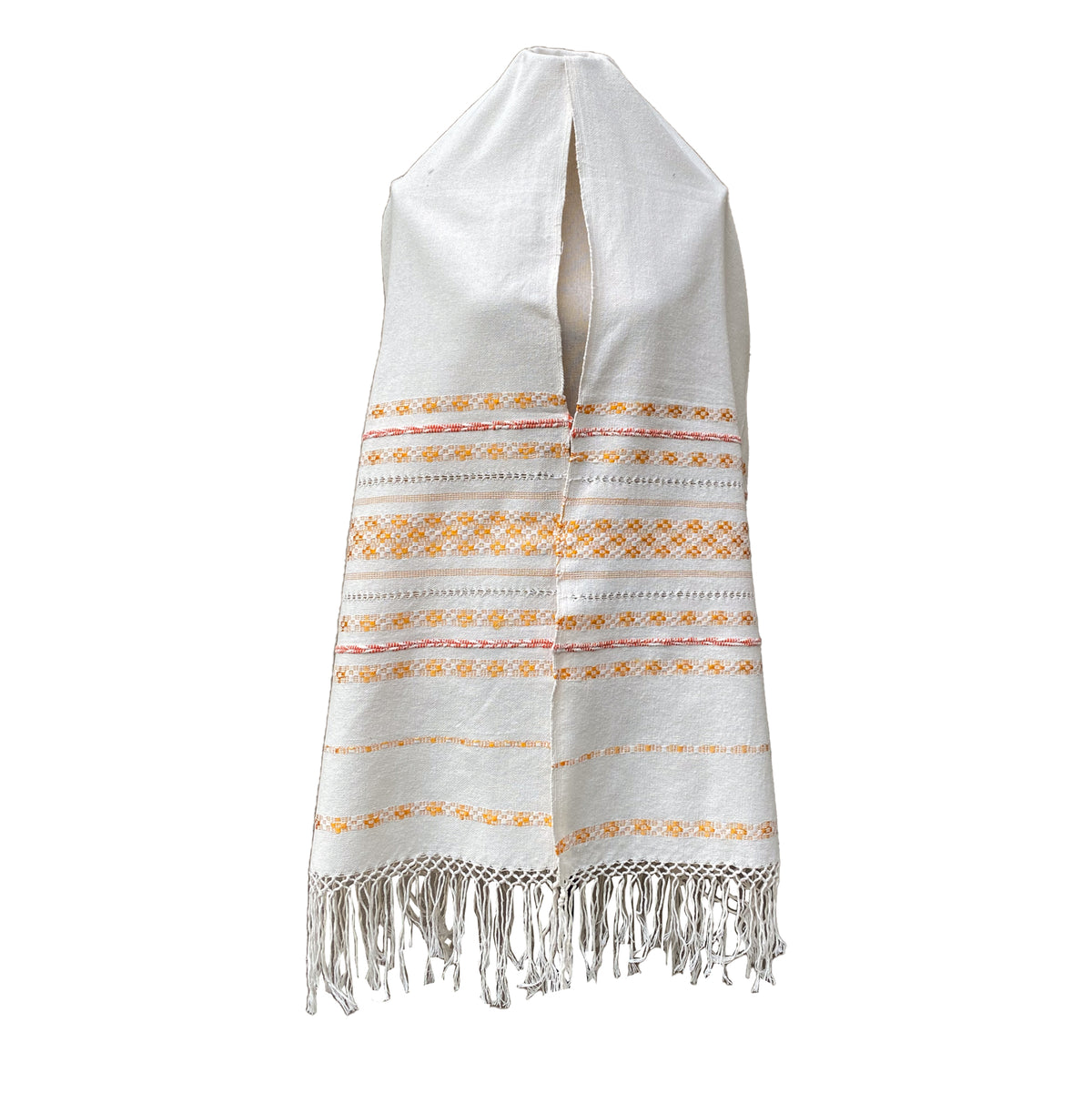Rebozo Fino Artesanal Mexicano, Blanco con diferentes colores bordados. Hechos en Telar