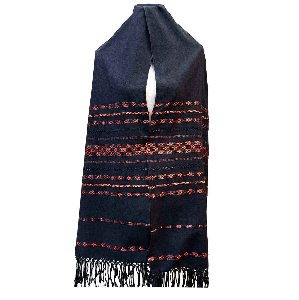 Rebozo Fino Artesanal Mexicano, Negro con diferentes colores bordados. Hechos en Telar