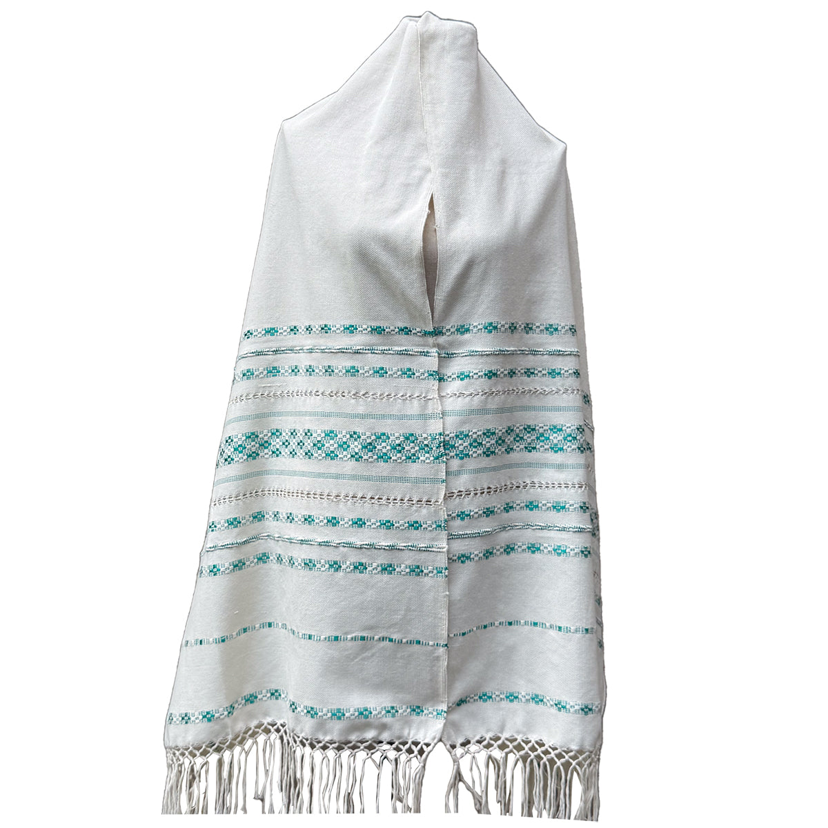 Rebozo Fino Artesanal Mexicano, Blanco con diferentes colores bordados. Hechos en Telar
