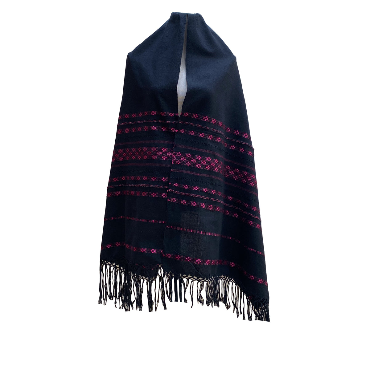 Rebozo Fino Artesanal Mexicano, Negro con diferentes colores bordados. Hechos en Telar