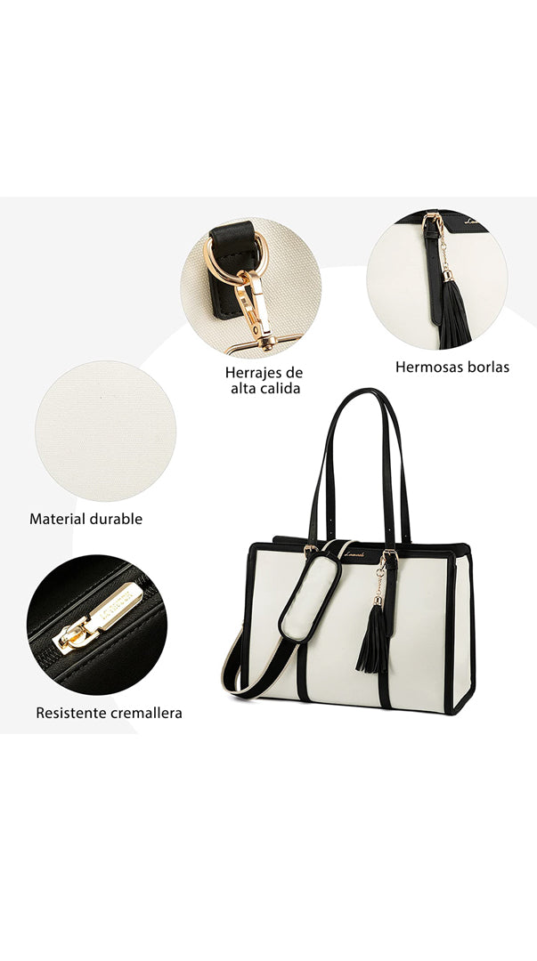 Bolso de Lona con Cuero