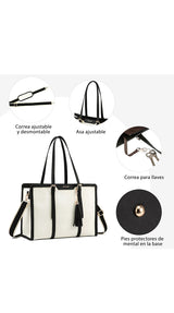 Bolso de Lona con Cuero