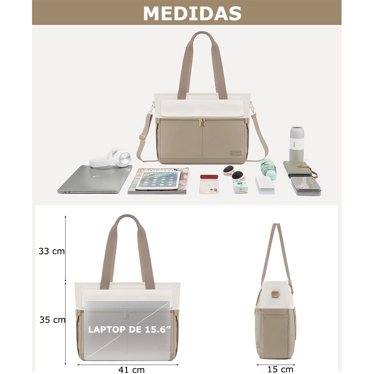 Bolso Maletín de Gran Capacidad ideal laptop