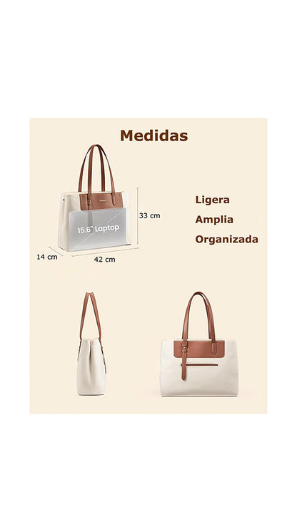 Bolsa Tote para Mujer Laptop 15.6", Marrón