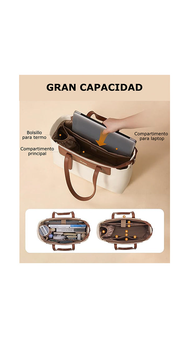 Bolsa Tote para Mujer Laptop 15.6", Marrón