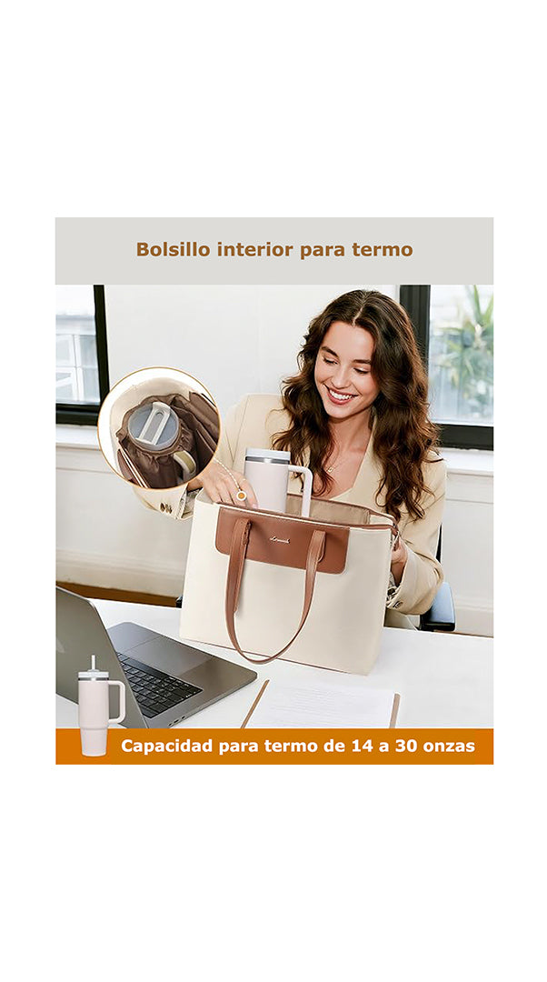 Bolsa Tote para Mujer Laptop 15.6", Marrón