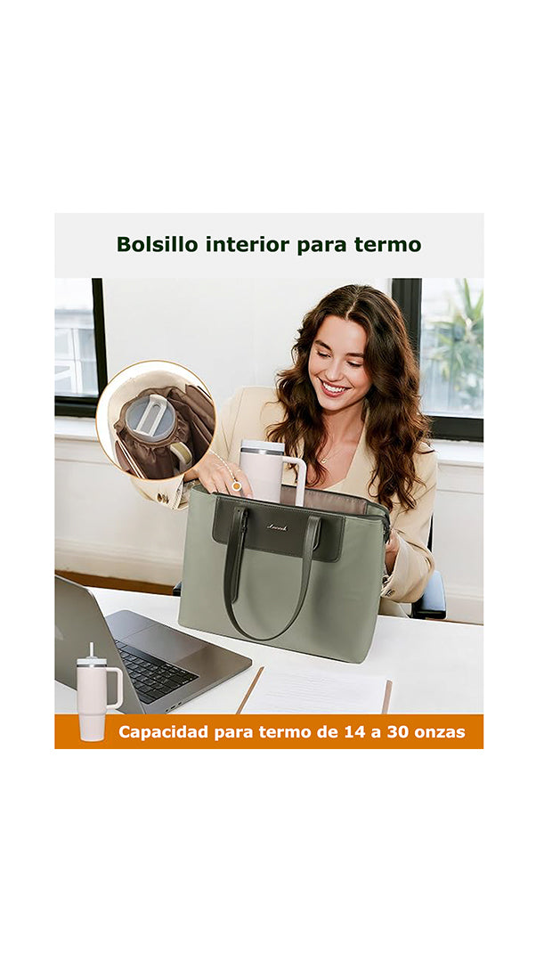 Bolsa Tote para Mujer Laptop 15.6", Marrón