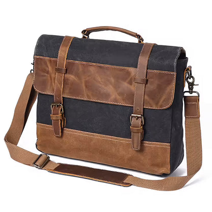 Portafolio para Laptop hombre, 15.6 pulgadas, lona con cuero vintage, para Laptop