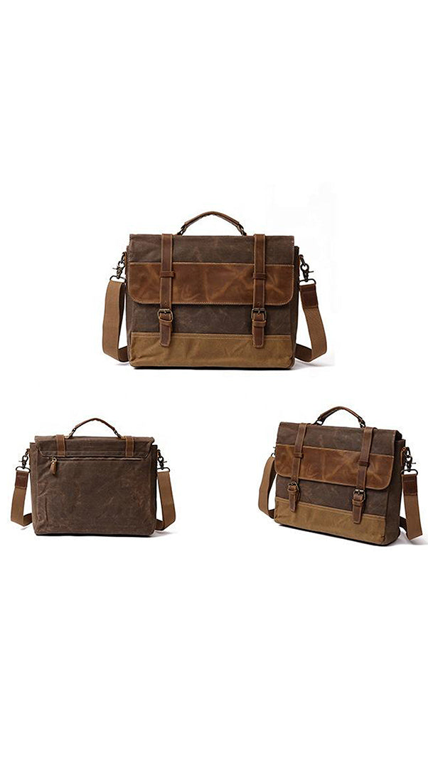 Portafolio para Laptop hombre, 15.6 pulgadas, lona con cuero vintage, para Laptop