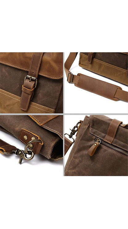 Portafolio para Laptop hombre, 15.6 pulgadas, lona con cuero vintage, para Laptop