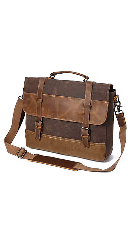 Portafolio para Laptop hombre, 15.6 pulgadas, lona con cuero vintage, para Laptop