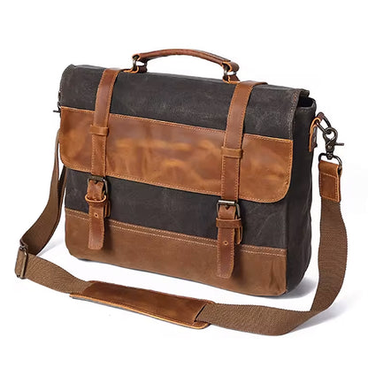 Portafolio para Laptop hombre, 15.6 pulgadas, lona con cuero vintage, para Laptop